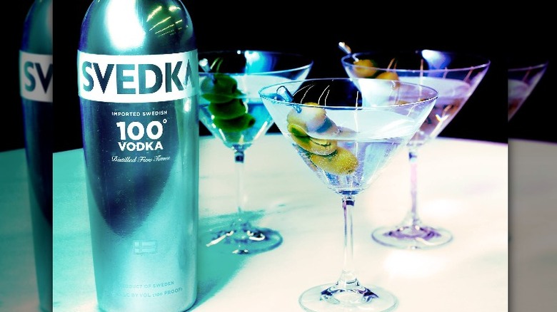 Svedka with martini glasses 