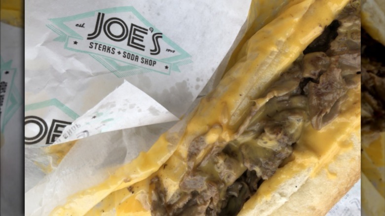 Cheesesteak with cheese whiz from joe's steaks + soda shop