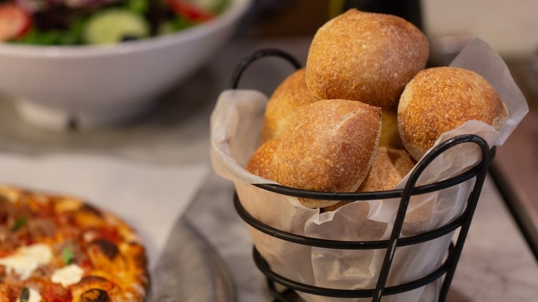 Bertucci's bread rolls in basket