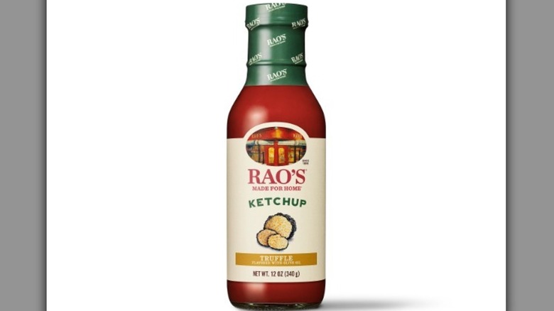 Mirrored image of a bottle of Rao's Truffle Ketchup 