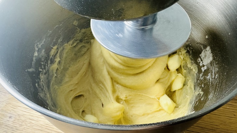 doughnut dough in stand mixer