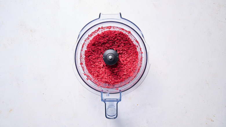 frozen raspberries blended in food processor