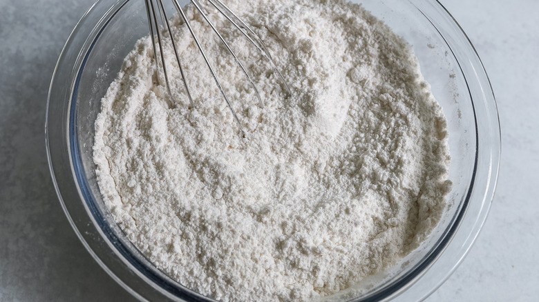 dry muffin ingredients in a bowl