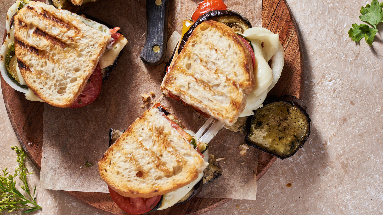 Ratatouille Ish Eggplant Panini With Herb Aioli Recipe