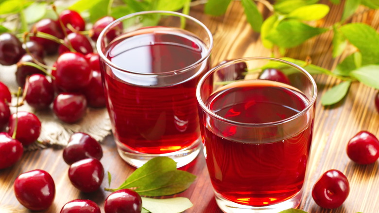 Cherry juice in glasses