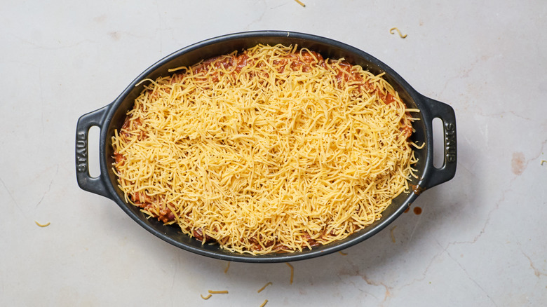 frito pie in casserole dish