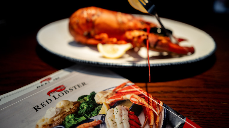 Red Lobster menu and lobster plate