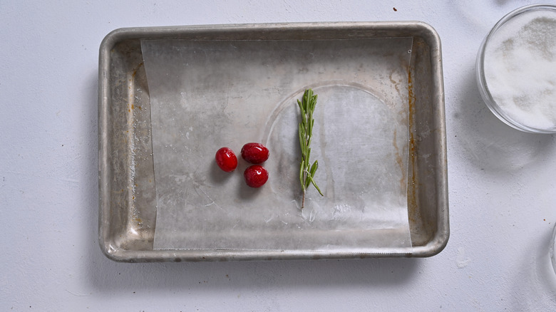 cranberries and on sheet tray