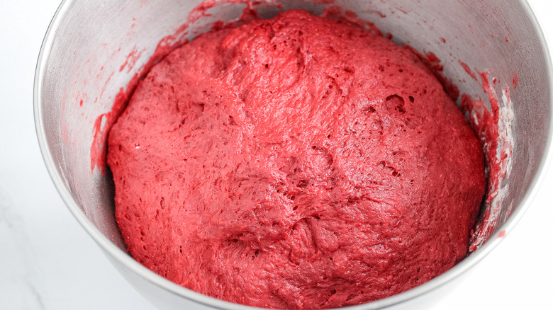 red velvet cinnamon roll dough