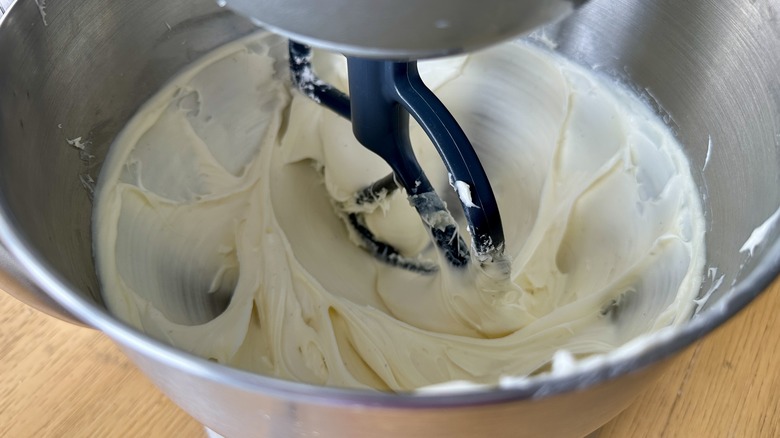 Beating cream cheese frosting