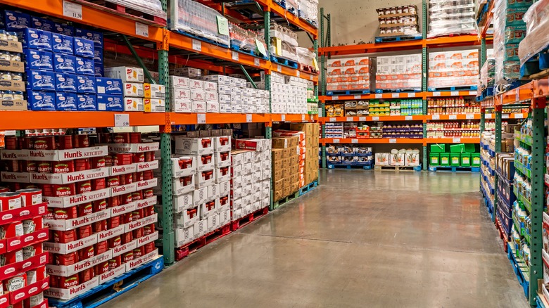 Costco aisle filled with condiments