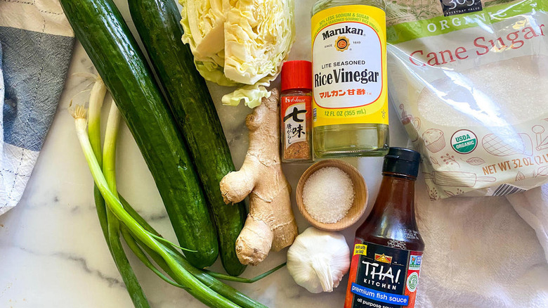 Ingredients for kimchi salad