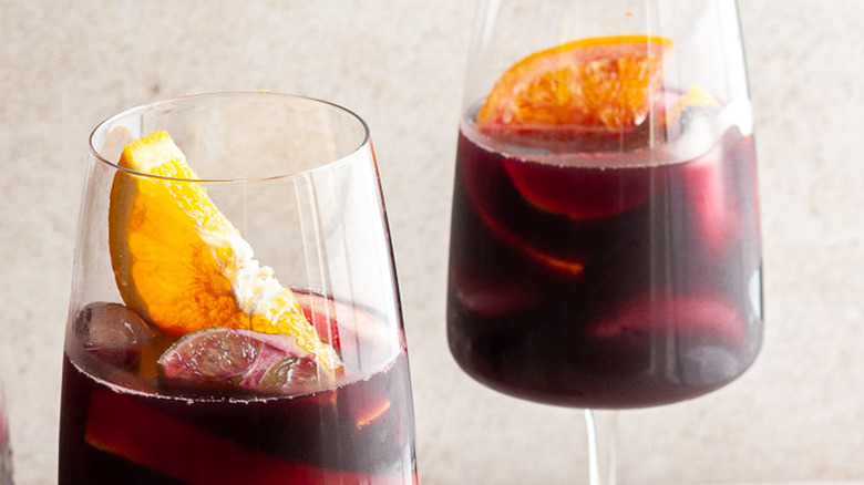 a pair of glasses of sangria