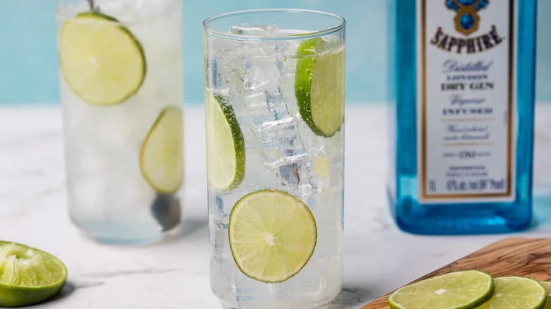 Classic gin rickey cocktail