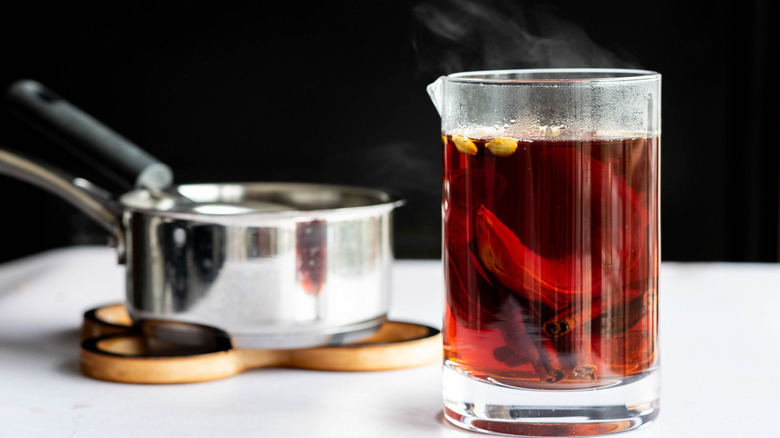 tea and spices steeping in glass