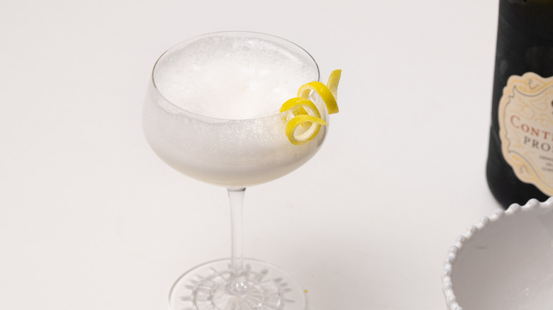 sgroppino cocktail with lemon garnish