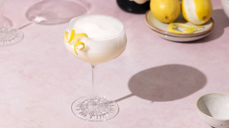 sgroppino cocktail with lemon garnish