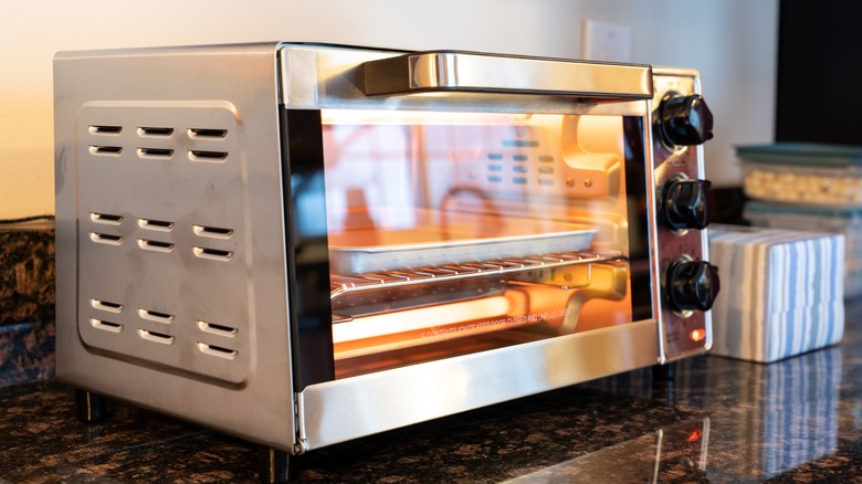 Toaster oven on kitchen counter