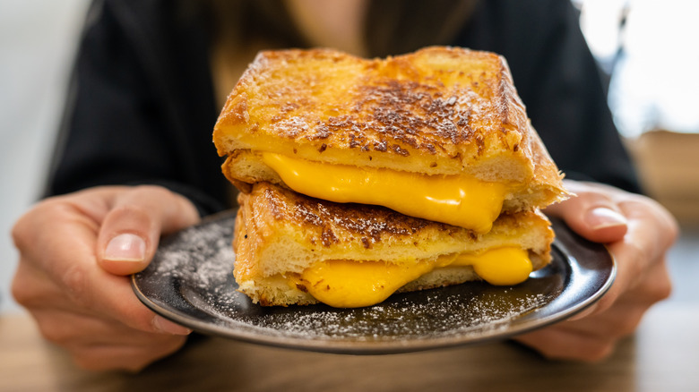 Grilled cheese sandwich on plate