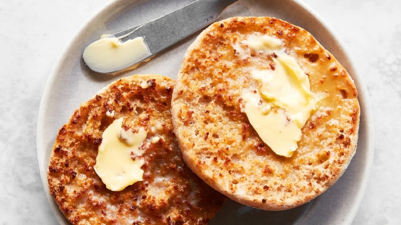 English muffins with butter