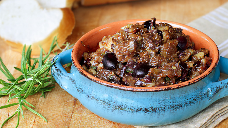 plated fig and olive tapenade