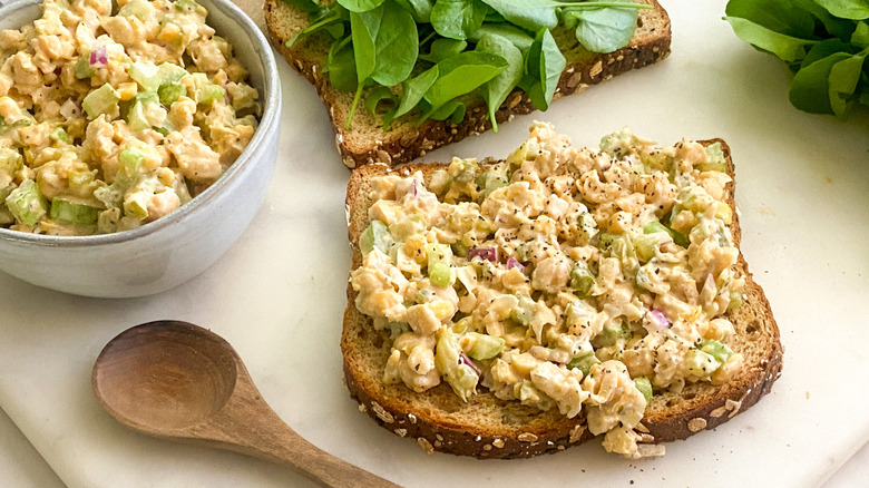 Vegan chickpea salad sandwich