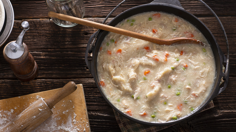 Chicken and dumplings in cast iron