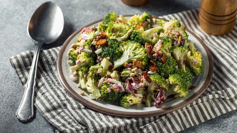 Broccoli salad on a plate 