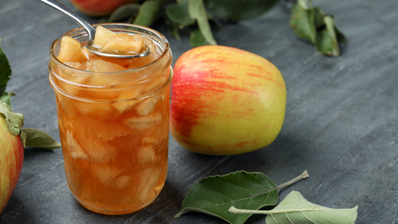 canned apple filling in a mason jar