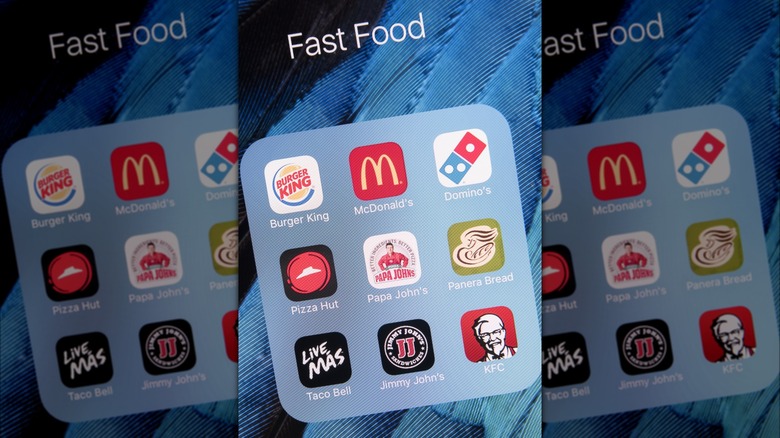 Fast food apps smartphone screen