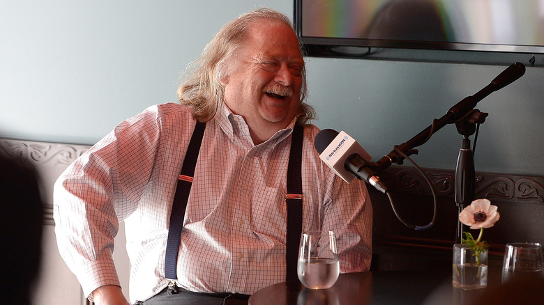 Jonathan Gold laughs into microphone