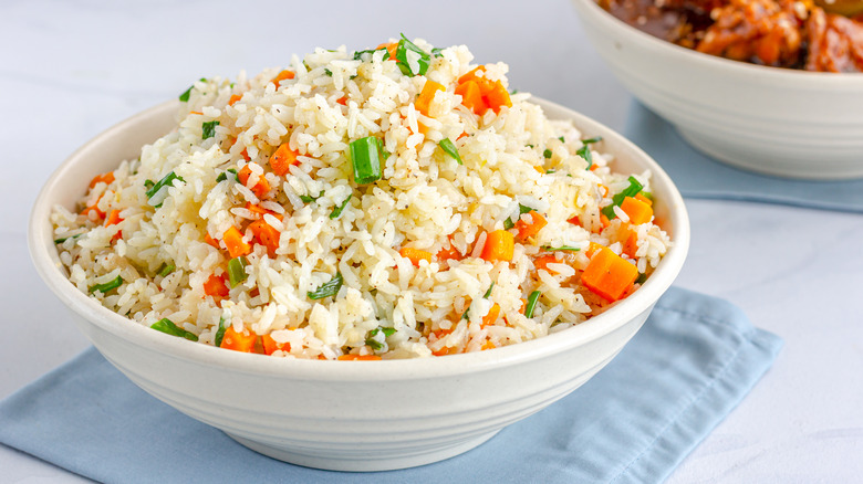 Vegetable fried rice in bowl