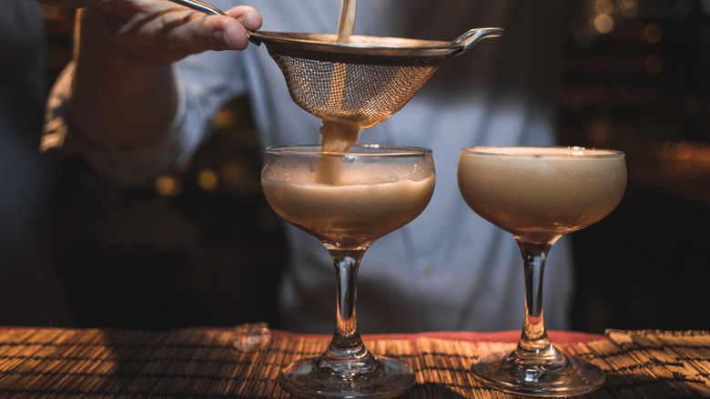 Making espresso martinis 