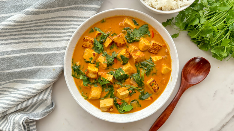 Bowl of vegan pumpkin curry