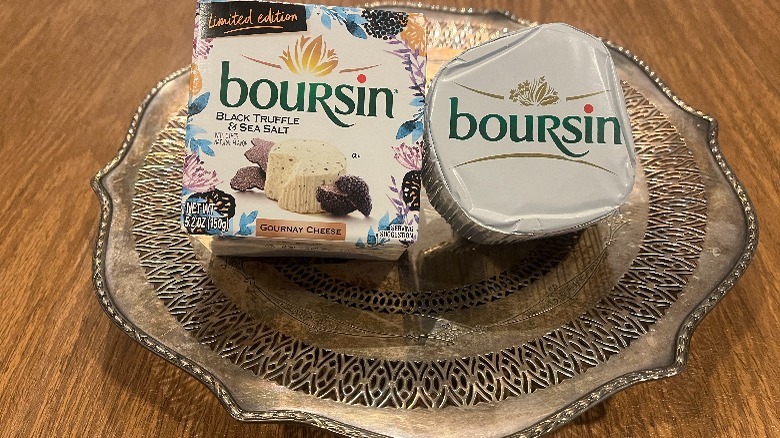 Boursin Black Truffle & Sea Salt cheese on platter