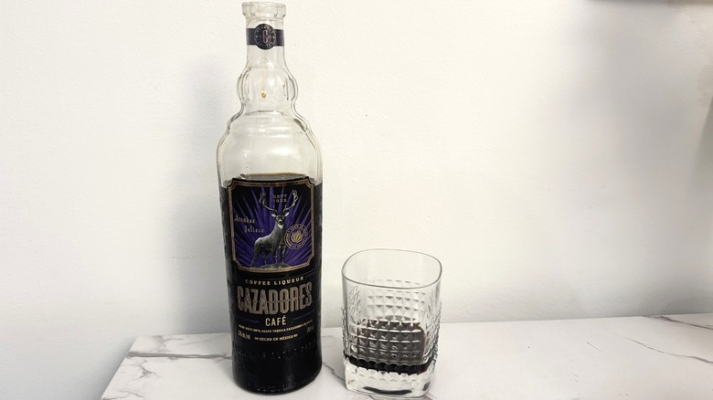 Glass of Cazadores Café and bottle