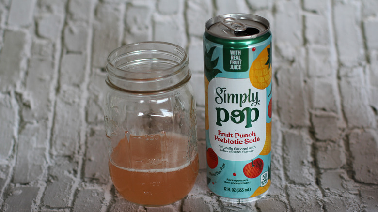 Simply Pop fruit punch soda can with glass