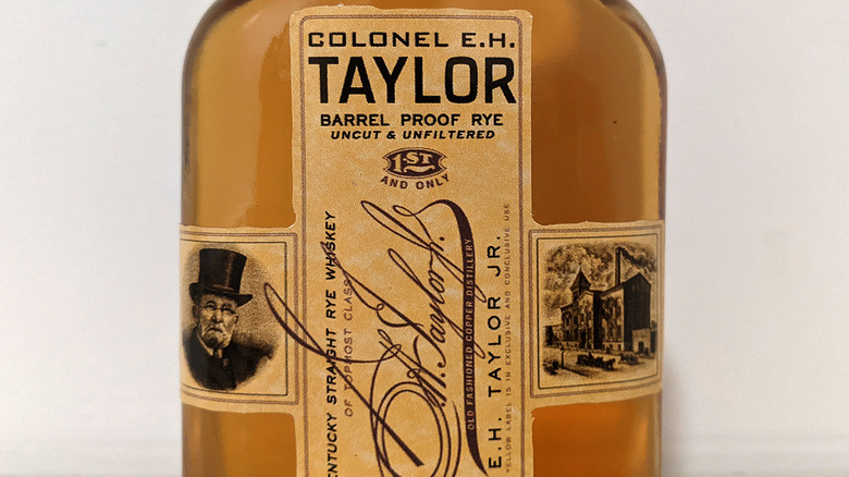 Barrel proof rye whiskey, label