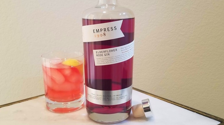 Empress 1908 Elderflower Rose Gin with cocktail