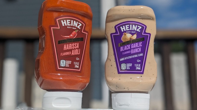 Two Heinz sauces outdoors