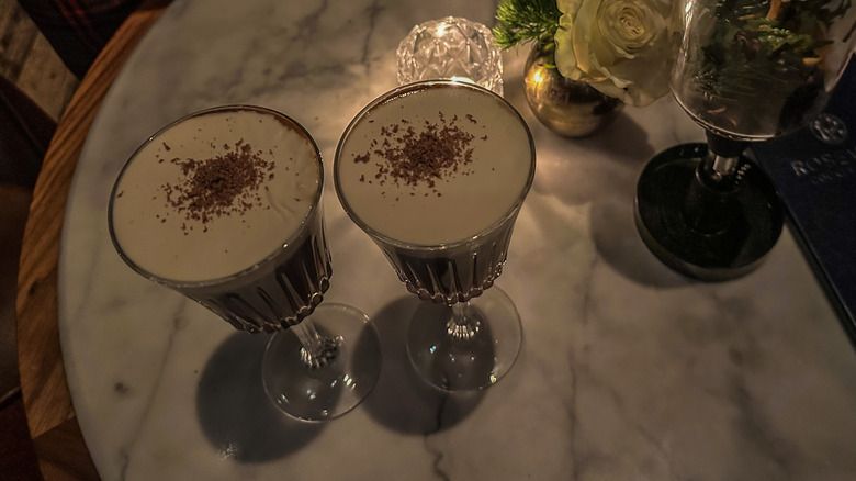 Irish coffees with whipped cream and chocolate