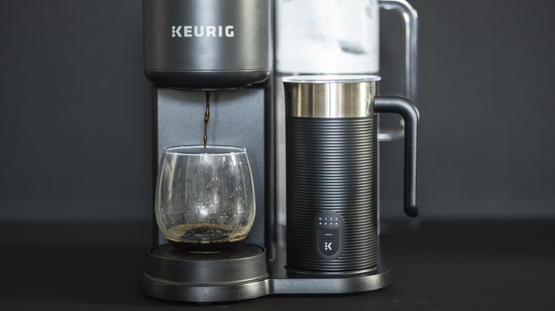 Keurig brewer making coffee