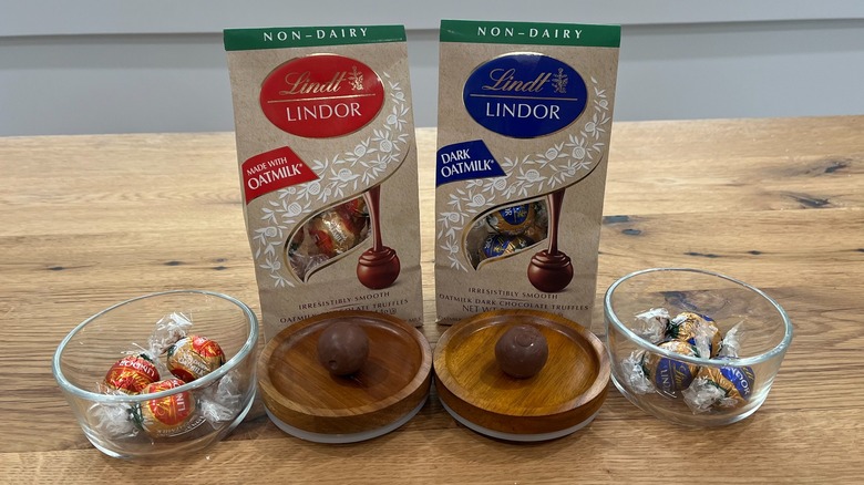 Lindt Lindor non-dairy truffles, table