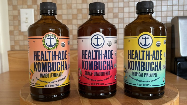 Tropical flavors kombucha bottles