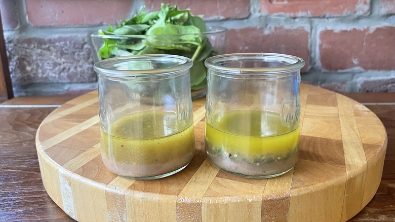 Two cups of salad dressing