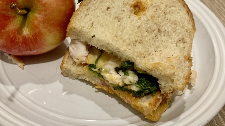 Panera sandwich and apple