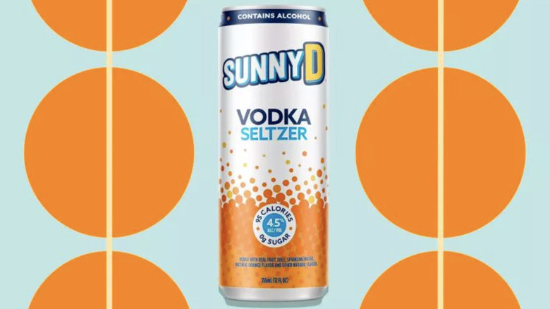 Can of SunnyD seltzer on blue background