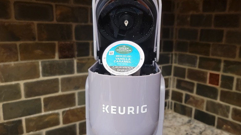 K-Iced with green mountain vanilla caramel cup