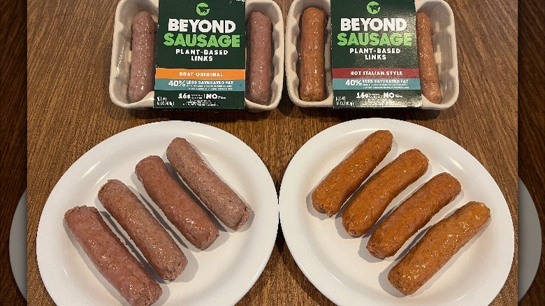 Beyond sausages packaging and plates