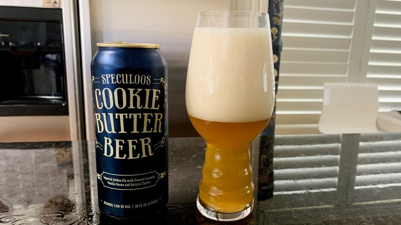 Trader Joe's Speculoos Cookie Butter Beer in glass